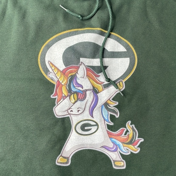 NFL Green Packers Forest Green Unicorn Dabbing Hoodie, size XL - Picture 2 of 9